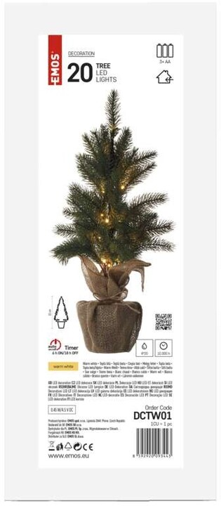Emos LED vánoční stromek, 52 cm, 3x AA, vnitřní, teplá bílá, časovač_750259686