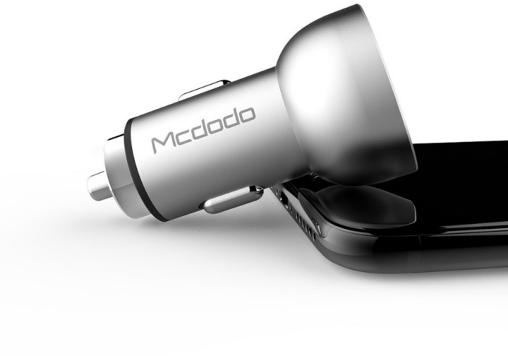 Mcdodo 5V 3.4A LED Digital Display Dual USB Ports Car Charger, Silver_391493396