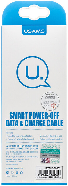 USAMS SJ418 Smart power off datový kabel Lightning, modrá (EU Blister)_1342127549
