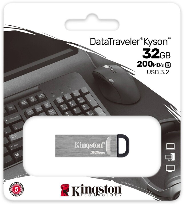 Kingston DataTraveler Kyson, - 32GB, stříbrná