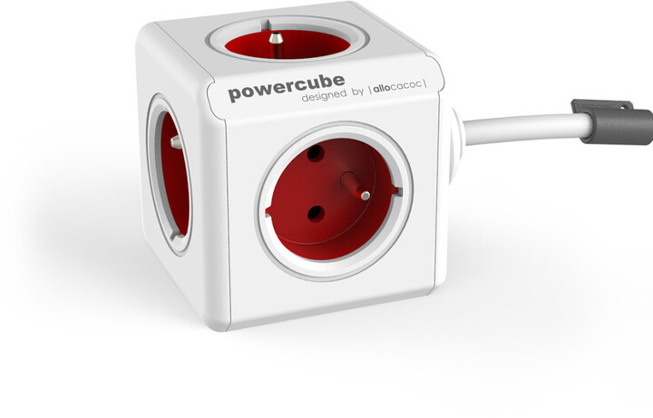 PowerCube EXTENDED prodlužovací přívod 3m - 5ti zásuvka, červená_1818217406