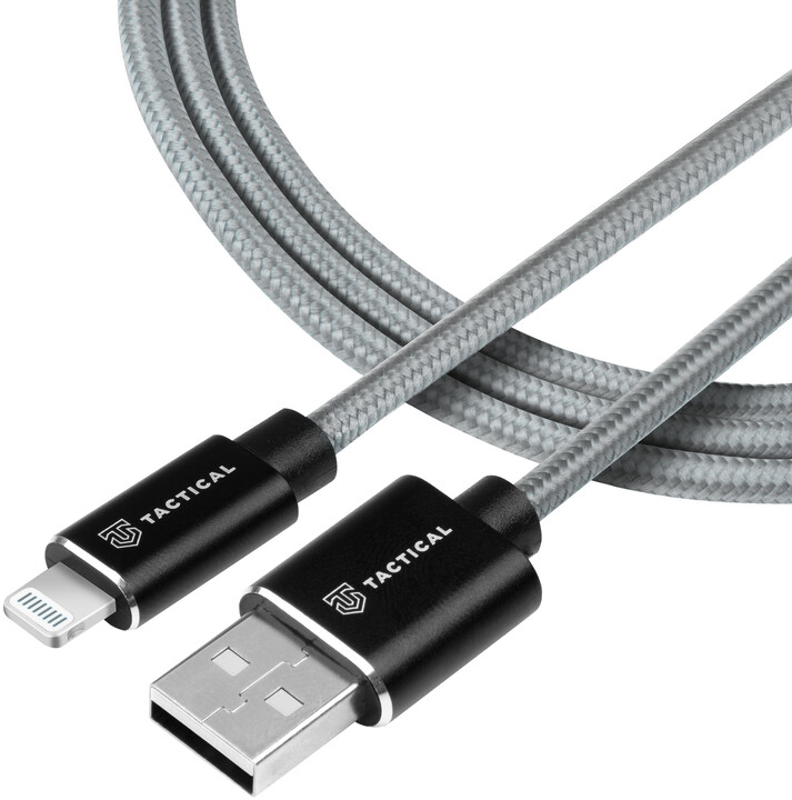Tactical kabel Fast Rope Aramid USB-A - Lightning, MFI, 1m, šedá