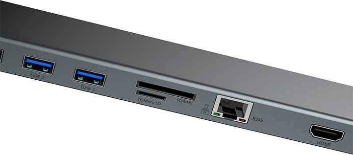 Baseus dokovací stanice USB-C, USB-C PD, 3xUSB 3.0, 2xHDMI, VGA, RJ45, 3,5mm Jack, čtečka karet,_1619314278