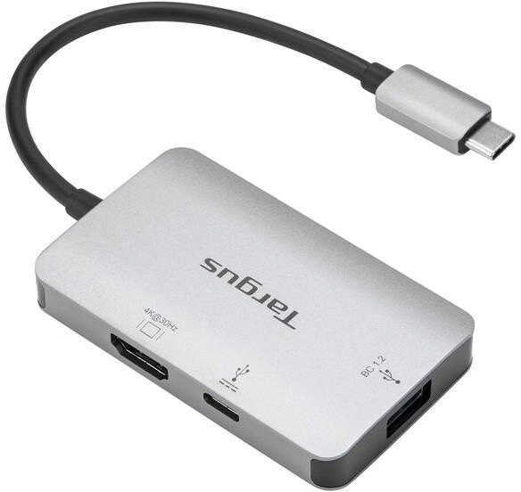 Targus hub USB-C - USB 3.0, USB-C, HDMI, 4K@30Hz, PD, 100W, stříbrná_1613298433