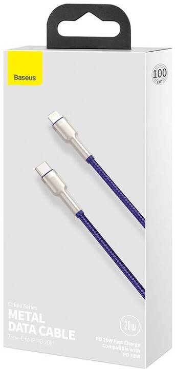 BASEUS kabel Cafule USB-C - Lightning, nabíjecí, datový, PD 20W, 1m, fialová_631623698