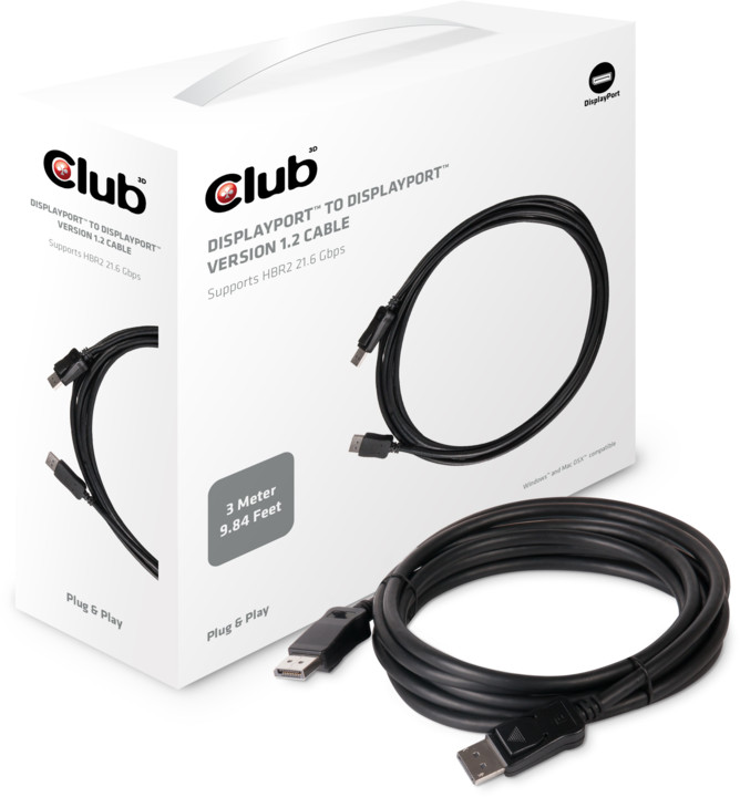 Club3D DisplayPort 1.2 na DisplayPort 1.2 , podpora 4K/60Hz, 3m_1620529772