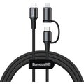 BASEUS kabel Twins 2v1, USB-C - USB-C, 60W + Lightning, M/M, nabíjecí, datový, 20W, 1m, černá_162369319