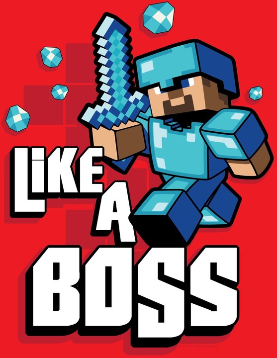 Tričko Minecraft Like a Boss Premium, červené (US XL / EU XXL)_297420654