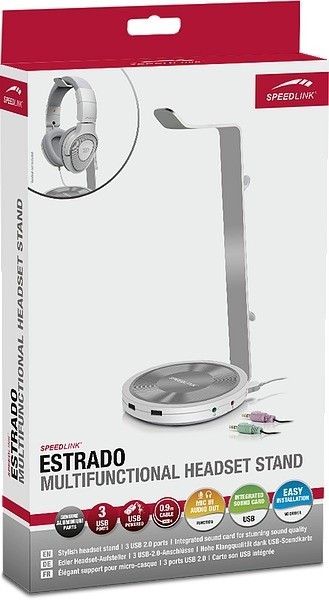 Speed Link Estrado držák sluchátek, USB hub, bílý_1971716595