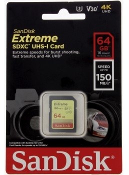 SanDisk SDXC Extreme 64GB 150MB/s UHS-I U3