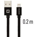 SWISSTEN datový kabel USB - Lightning, M/M, 3A, opletený, 0.2m, černá_426236249