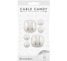 Cable Candy kabelový organizér Mixed Beans, 6 ks, bílá