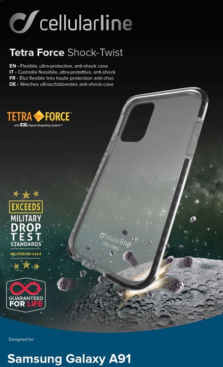 CellularLine ultra ochranné pouzdro Tetra Force Shock-Twist pro Samsung Galaxy A91, transparentní