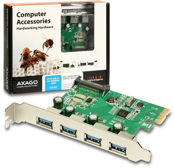 AXAGON PCIe adapter 4x USB3.0 Renesas