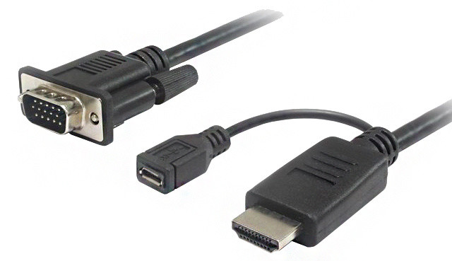 PremiumCord převodník HDMI na VGA s napájecím micro USB konektorem, černá_916467075