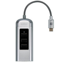 Remax USB hub + RJ-45 / CATI RU-U4 z USB Type-C na 3x USB 2.0 typ A samice / stříbrná_192222660