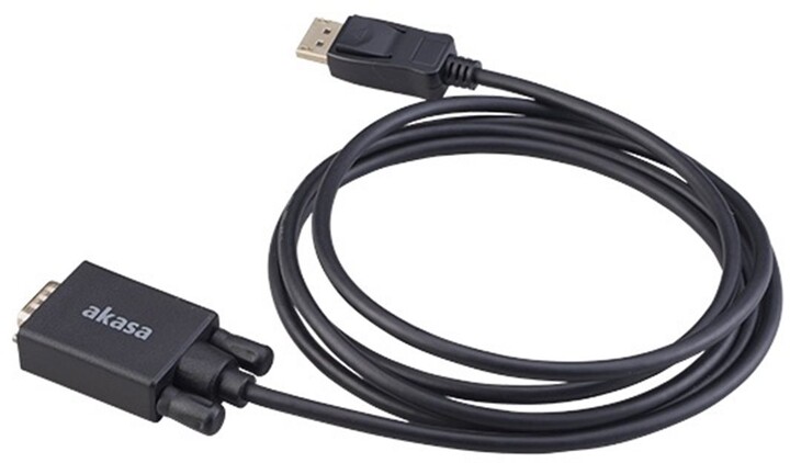 Akasa kabel k monitoru DisplayPort - VGA, 1920x1080p@60Hz, 2m, černá_1923142050