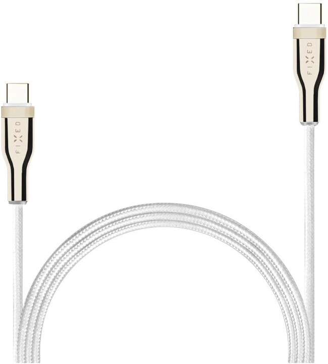 FIXED nabíjecí a datový kabel USB-C - USB-C, USB 2.0, PD 100W, 1.2m, bílá_27584363
