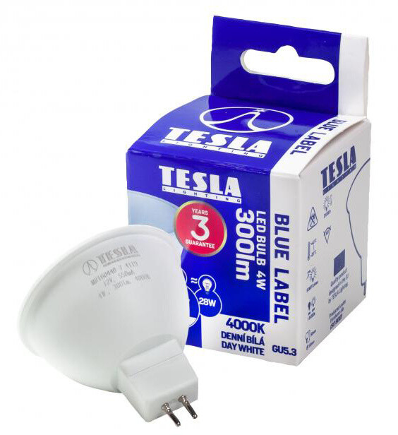 TESLA LED žárovka GU5,3 MR16, 4W, 4000K, denní bílá_986016180
