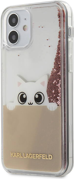 KARL LAGERFELD ochranný kryt Liquid Glitter Peek a Boo pro iPhone 12 Mini (5.4&quot;), růžová_1443377449