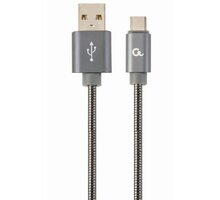 Gembird kabel CABLEXPERT USB-A - USB-C, M/M, PREMIUM QUALITY, metalická spirála, 2m, šedá