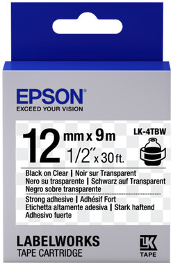 Epson LabelWorks LK-4TBW, páska pro tiskárny etiket, 12mm, 9m, černo-transparentní_936571002