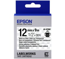 Epson LabelWorks LK-4TBW, páska pro tiskárny etiket, 12mm, 9m, černo-transparentní C53S654015