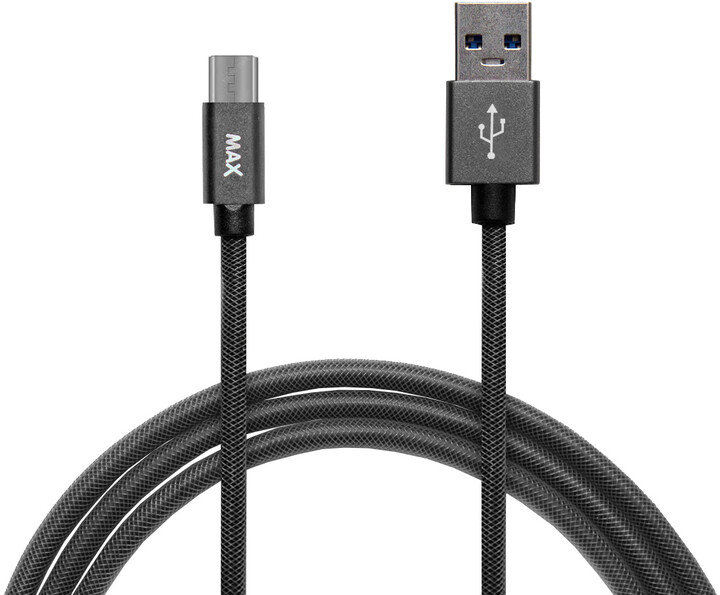 MAX kabel micro USB opletený, 1m, šedá_1068297888