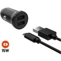 FIXED autonabíječka, 2xUSB-A, 15W Smart Rapid Charge, černá + kabel USB-A - microUSB, 1m_302695245