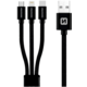 SWISSTEN datový kabel 3v1, MFi, opletený, 1.2m, černá