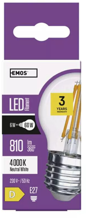 Emos LED žárovka Filament Mini Globe 6W, 810lm, E27, neutrální bílá_261868454