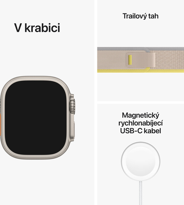 Apple Watch Ultra, 49mm, Cellular, Titanium, Yellow/Beige Trail Loop - S/M_1963165933