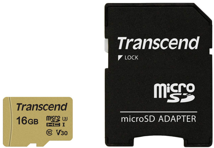 Transcend Micro SDHC 500S 16GB 95MB/s UHS-I U3 + SD adaptér_1121946554