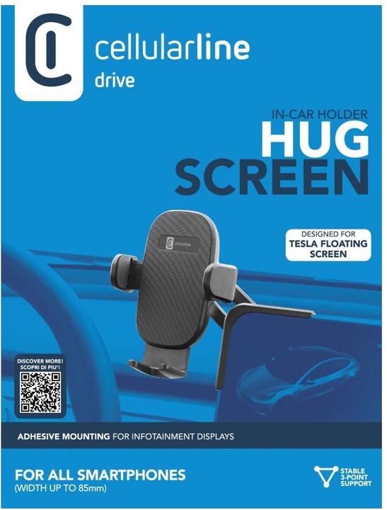Cellularline univerzální držák do auta Hug Screen pro elektromobil Tesla, černá_234703253