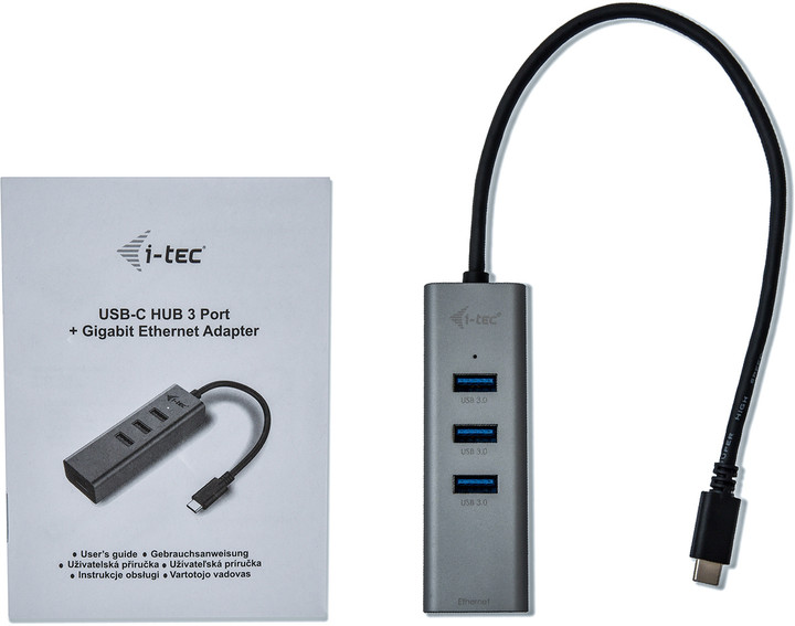 i-tec USB C Metal 3 port HUB Gigabit Ethernet 1x USB C na RJ-45 3x USB 3.0 LED_2034969963