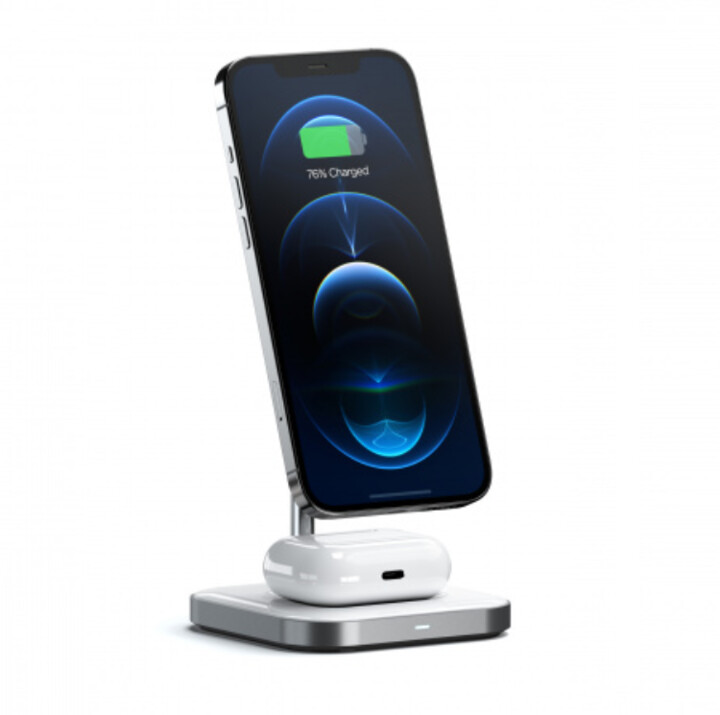 Satechi Aluminium 2-in-1 Magnetic Wireless Charging stand USB-C, bílá_1489682