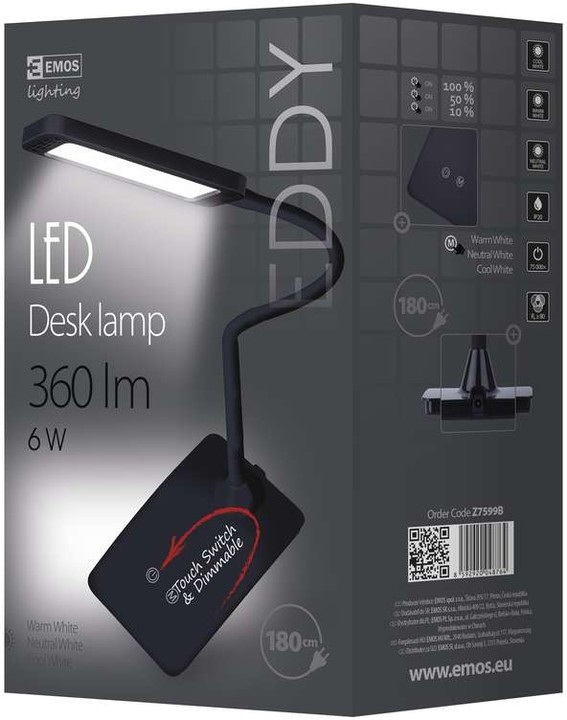 Emos LED stolní lampa Eddy, černá_860858231