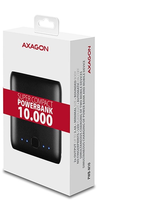 AXAGON SUPER COMPACT power bank 10000mAh, LED light_1198357108