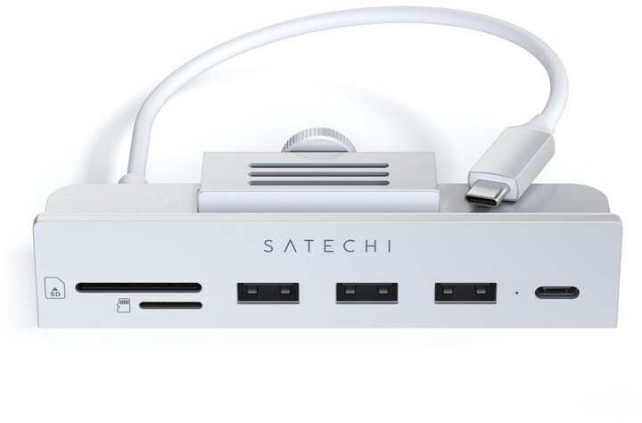 Satechi USB-C Clamp Hub iMac 24&quot; (2021), USB-C 5 Gbps, 3x USB-A 3.0 5 Gbps, stříbrná_510506594