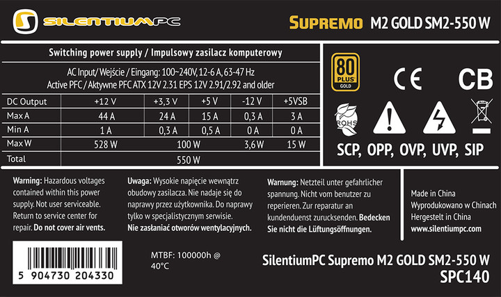 SilentiumPC Supremo M2 Gold - 550W