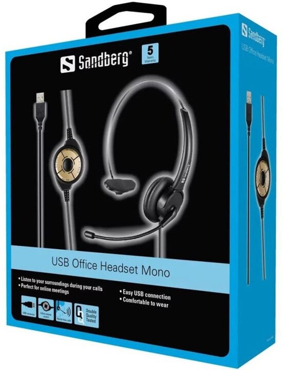 Sandberg USB Office Headset Mono, černá_960336817