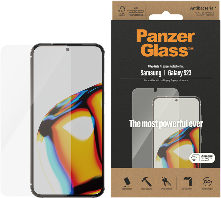 PanzerGlass ochranné sklo pro Samsung Galaxy S23, celolepené s funkčním otiskem prstů_1209002312