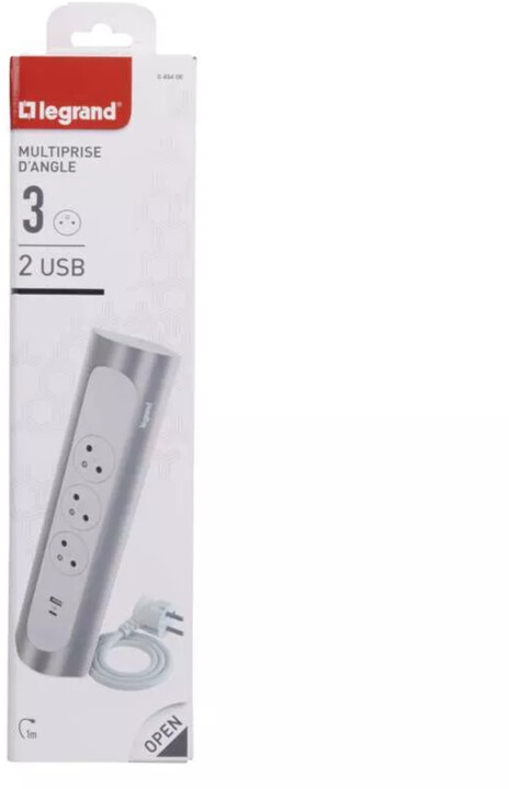 Legrand prodlužovací kabel, 3 zásuvky, USB-A, USB-C, rohový, 1m_604679106