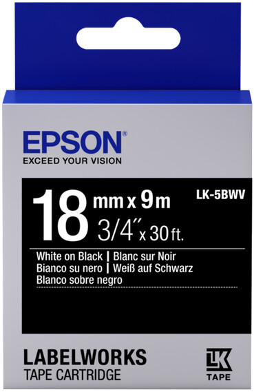 Epson LabelWorks LK-5BWV, páska pro tiskárny etiket, 18mm, 9m, bílo-černá_1389492196