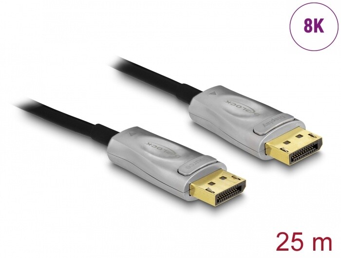 DeLock kabel aktivní optický DisplayPort - DisplayPort, M/M, 8K@60Hz, 25m, černá_2084831754