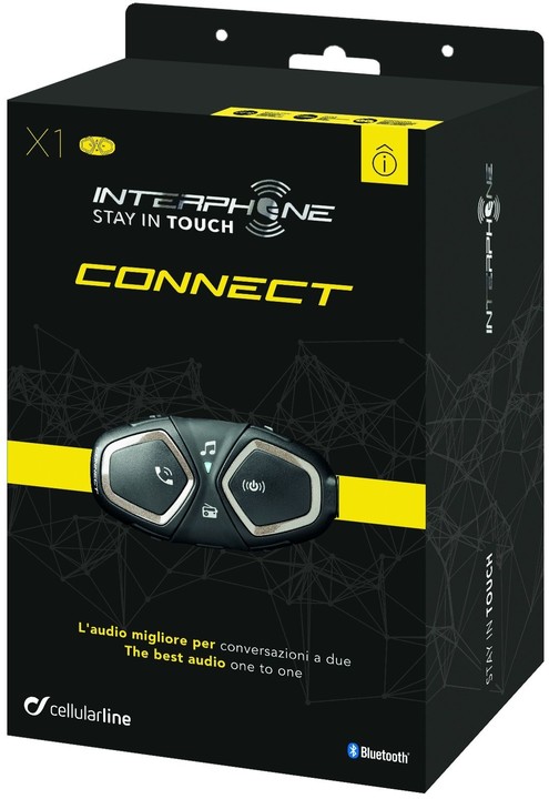 CellularLine Bluetooth handsfree pro uzavřené a otevřené přilby Interphone CONNECT, Single Pack