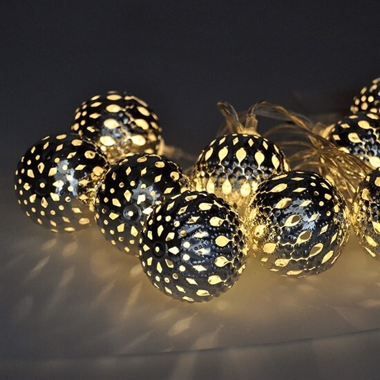 Solight LED řetěz vánoční koule stříbrné, 10LED řetěz, 1m, 2x AA, IP20_535989