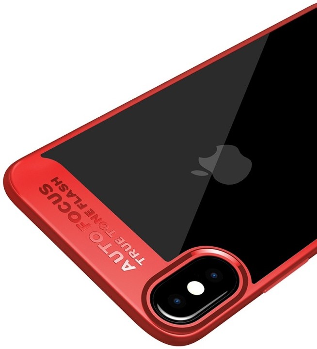 Mcdodo bumper zadní kryt pro Apple iPhone X/XS, červeno-čirá_1972795192