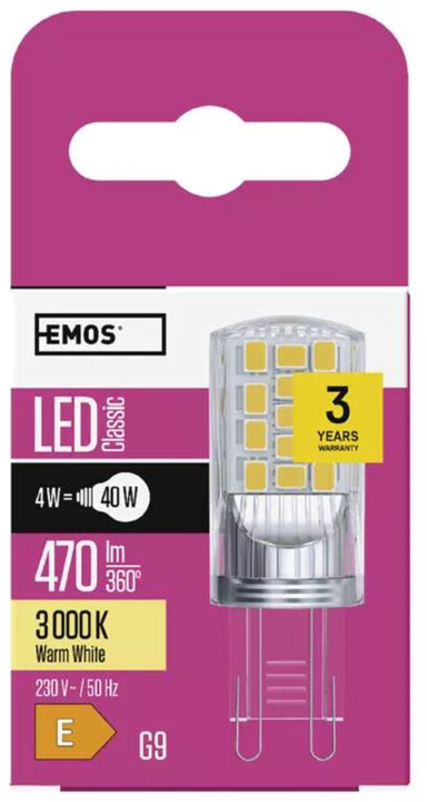 Emos LED žárovka Classic JC, 4W, G9, teplá bílá_1405185346