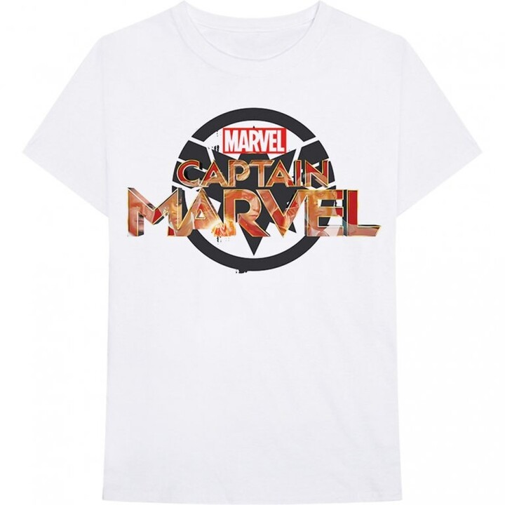Tričko Marvel - Captain Marvel, logo, bílé (L)_1402579120